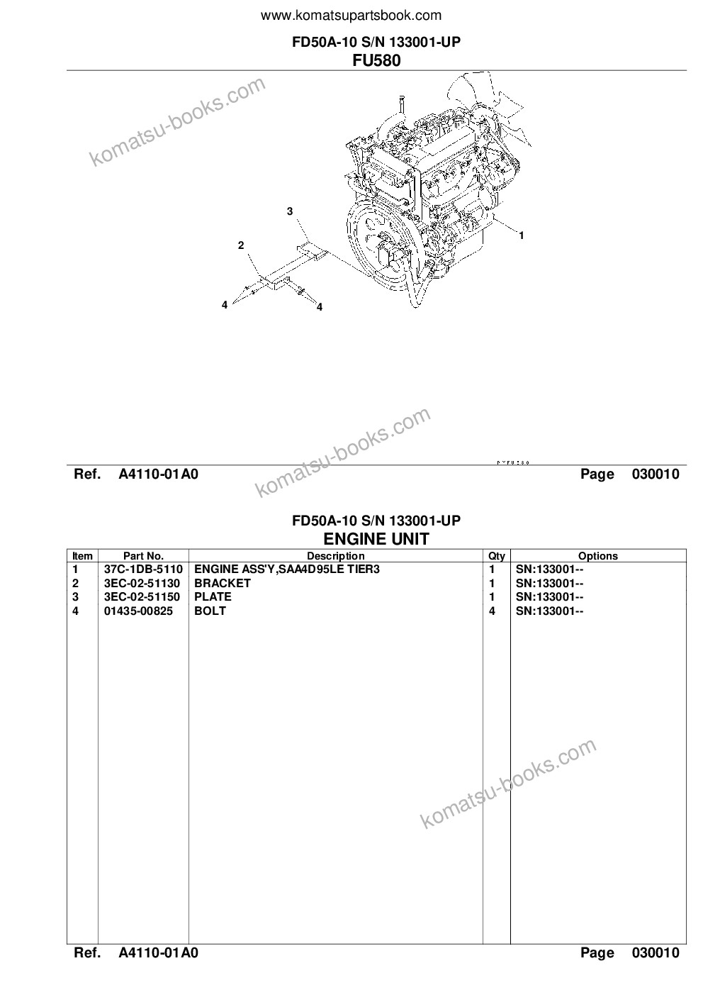 Komatsu fd50a-10 s/n 133001-up Parts catalog cover Page 3