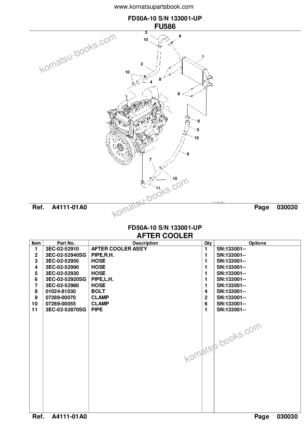 Komatsu fd50a-10 s/n 133001-up Parts catalog cover Page 5