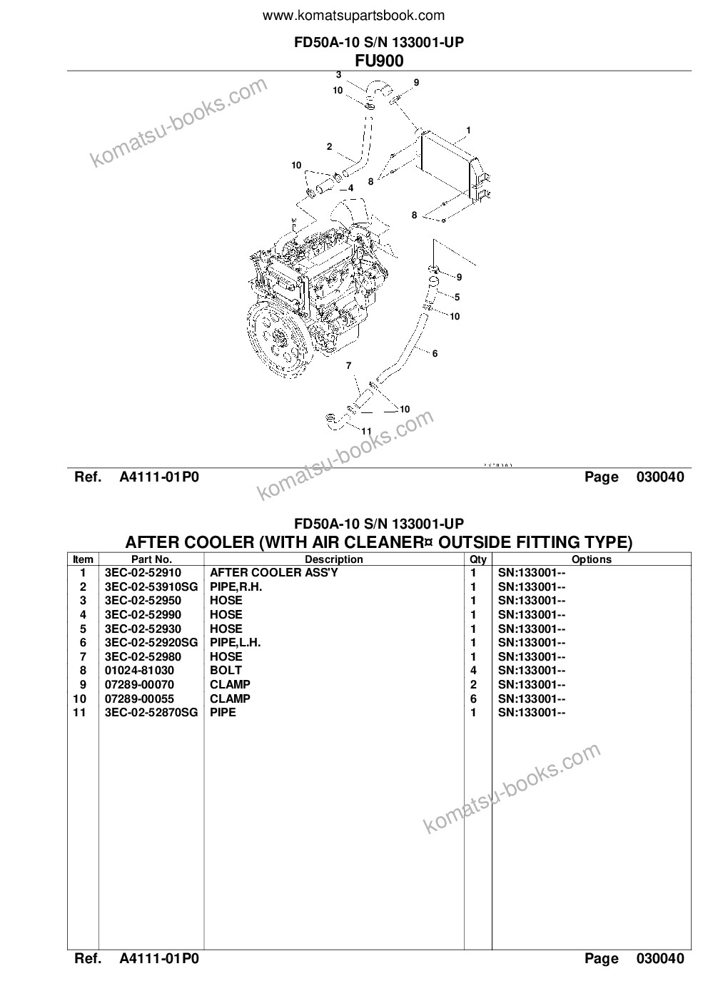 Komatsu fd50a-10 s/n 133001-up Parts catalog cover Page 6