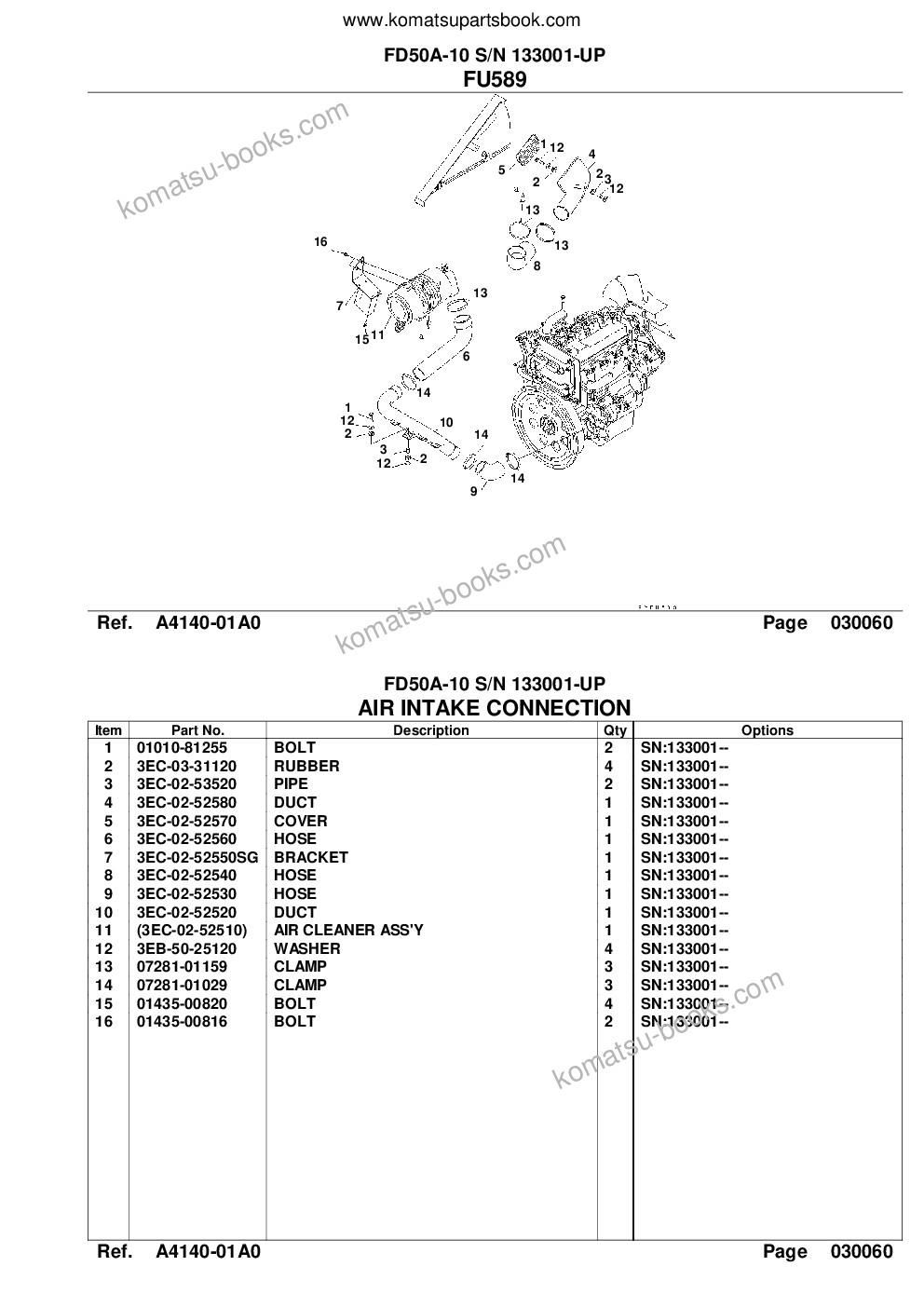 Komatsu fd50a-10 s/n 133001-up Parts catalog cover Page 8