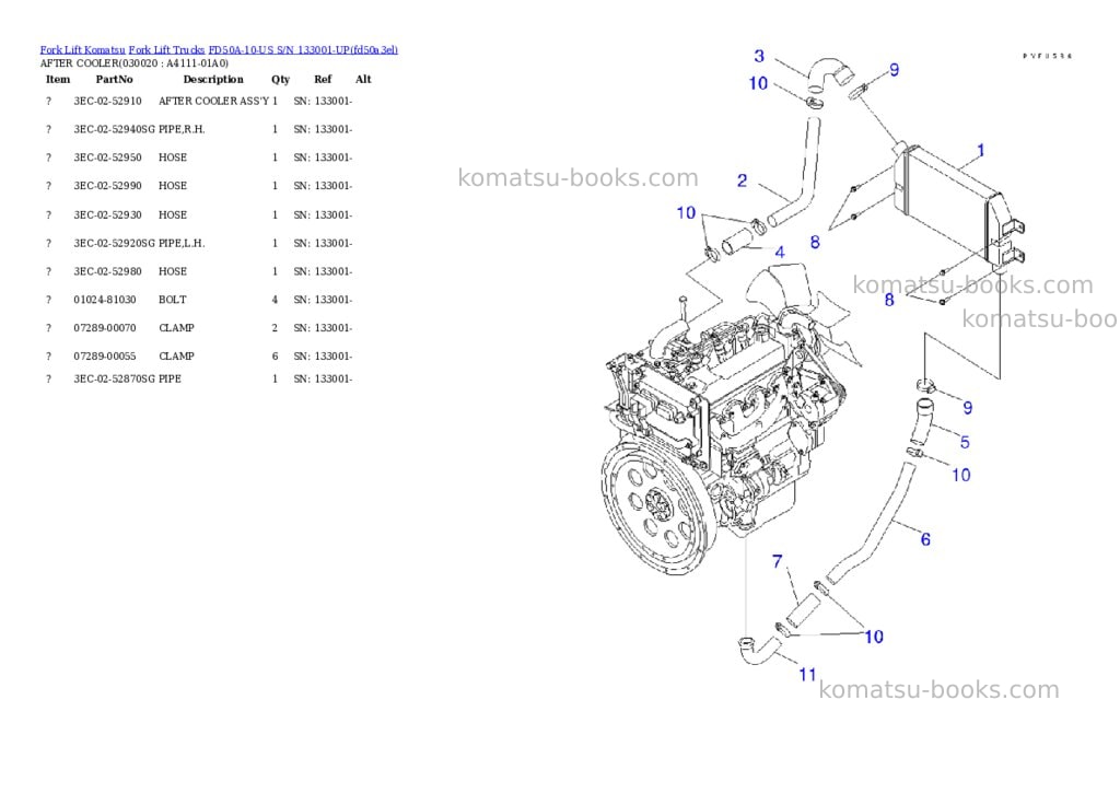 Komatsu fd50a-10-us s/n 133001-up Parts catalog cover