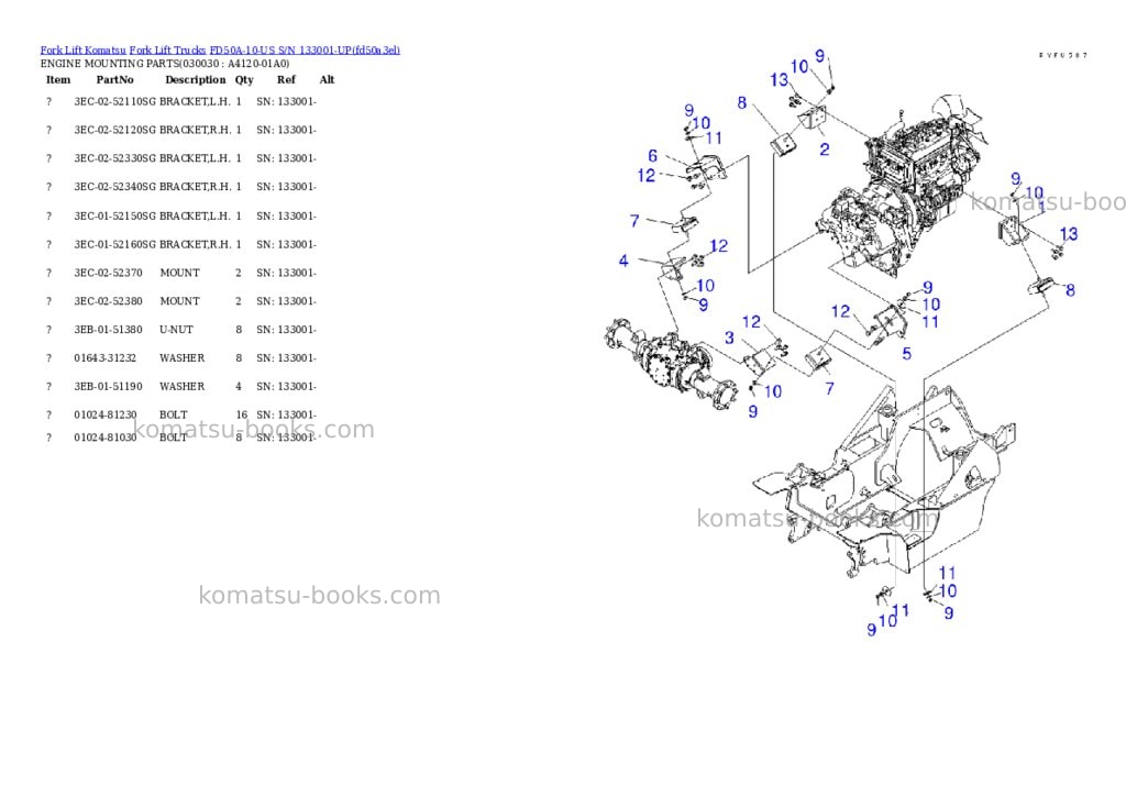 Komatsu fd50a-10-us s/n 133001-up Parts catalog cover Page 2