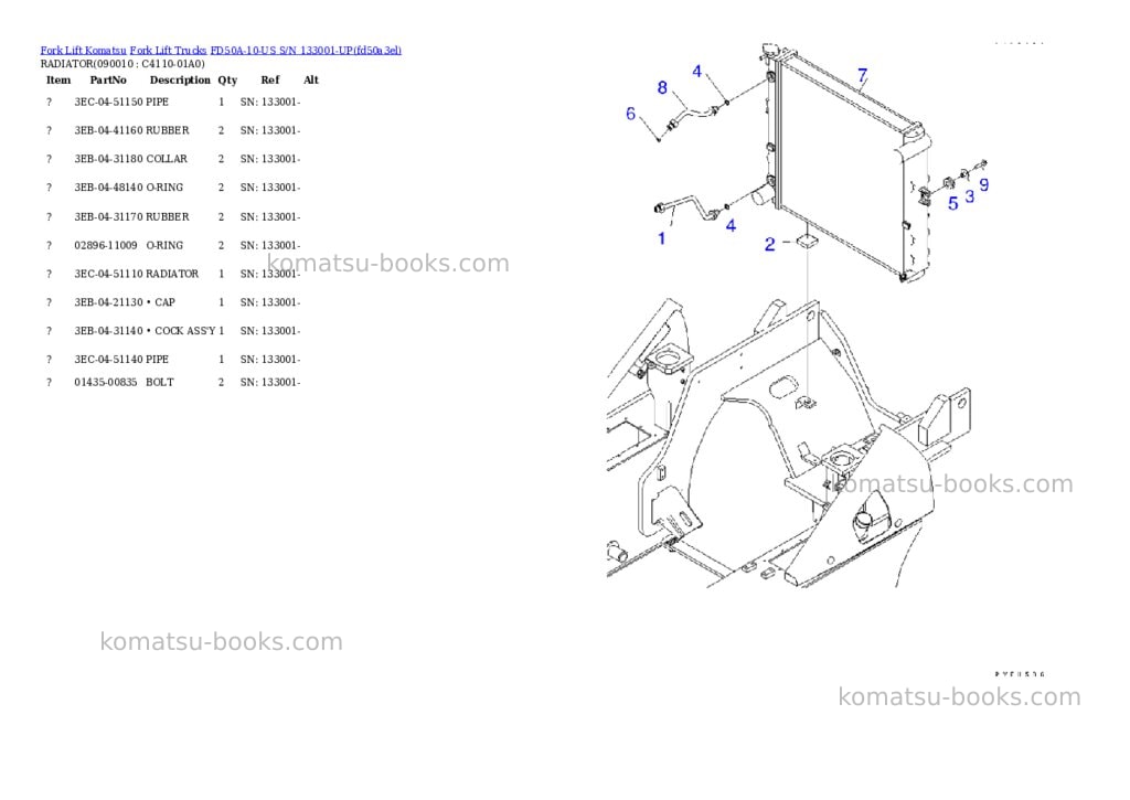 Komatsu fd50a-10-us s/n 133001-up Parts catalog cover Page 6