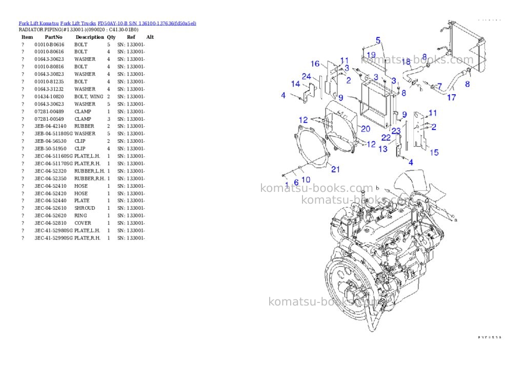 Komatsu FD50AY-10-B S/N 136100-137636 Parts catalog cover Page 10