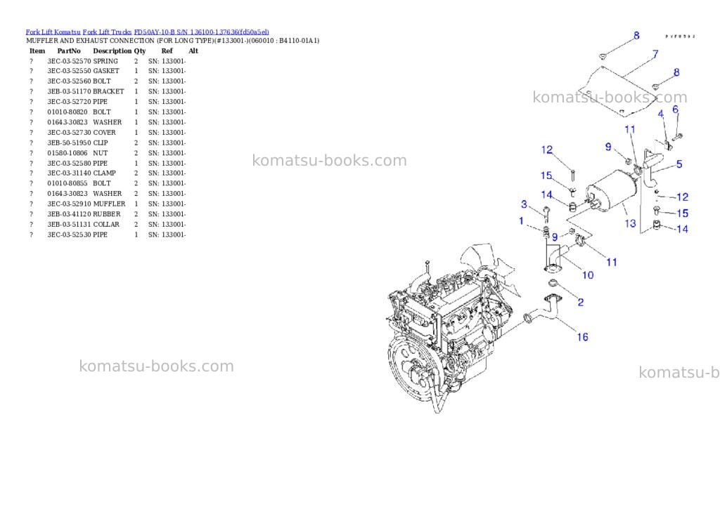 Komatsu FD50AY-10-B S/N 136100-137636 Parts catalog cover Page 7