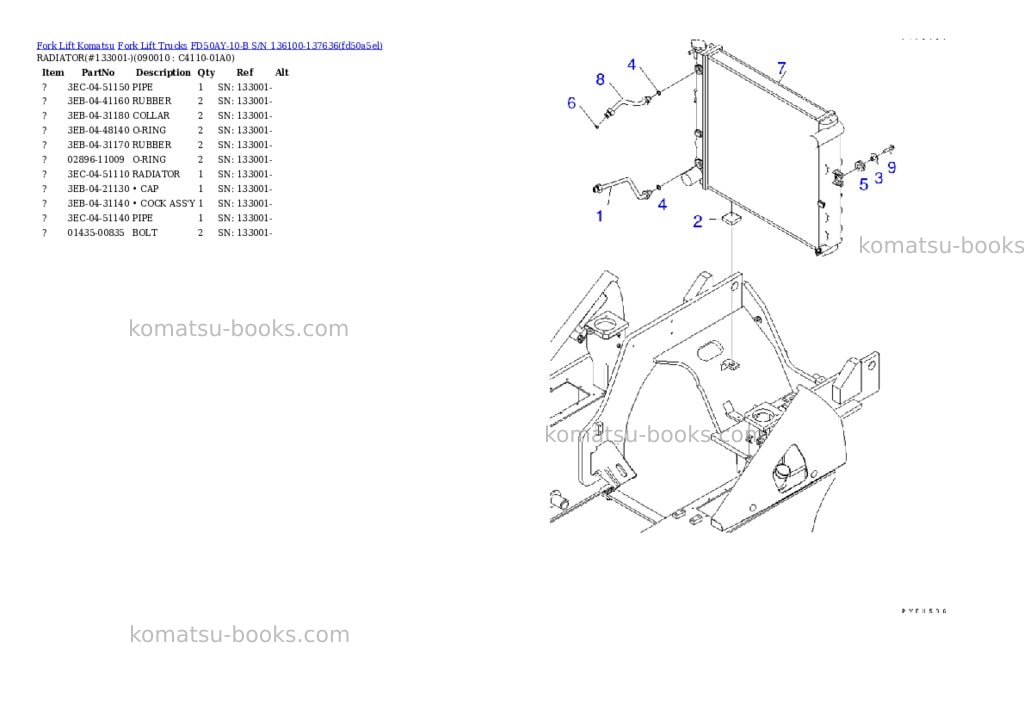 Komatsu FD50AY-10-B S/N 136100-137636 Parts catalog cover Page 9