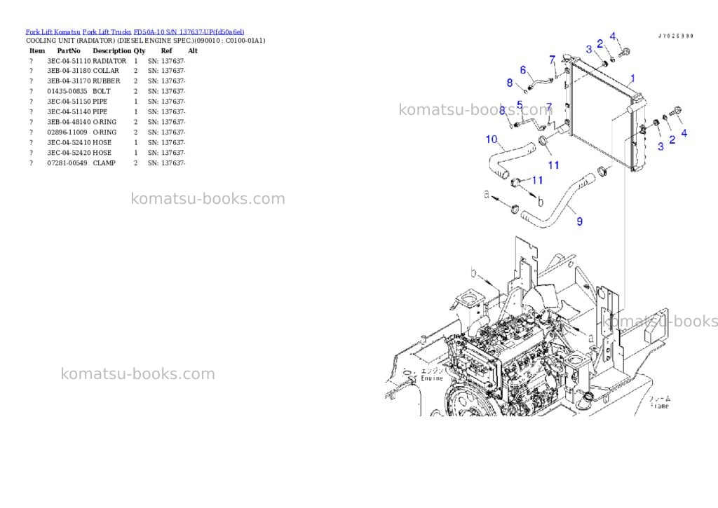 Komatsu FD50A-10 S/N 137637-UP Parts catalog cover Page 10 Komatsu FD50A-10 S/N 137637-UP Parts catalog cover Page 10
