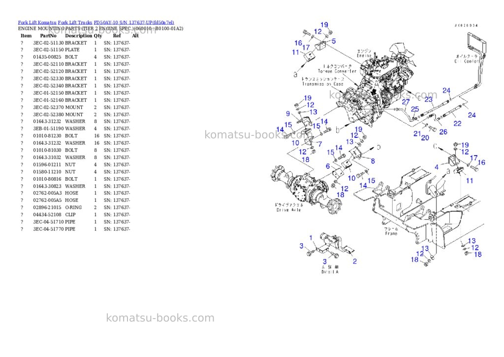 Komatsu FD50AY-10 S/N 137637-UP Parts catalog cover Komatsu FD50AY-10 S/N 137637-UP Parts catalog cover