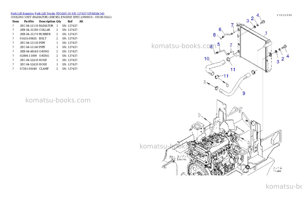 Komatsu FD50AY-10 S/N 137637-UP Parts catalog cover Page 8 Komatsu FD50AY-10 S/N 137637-UP Parts catalog cover Page 8