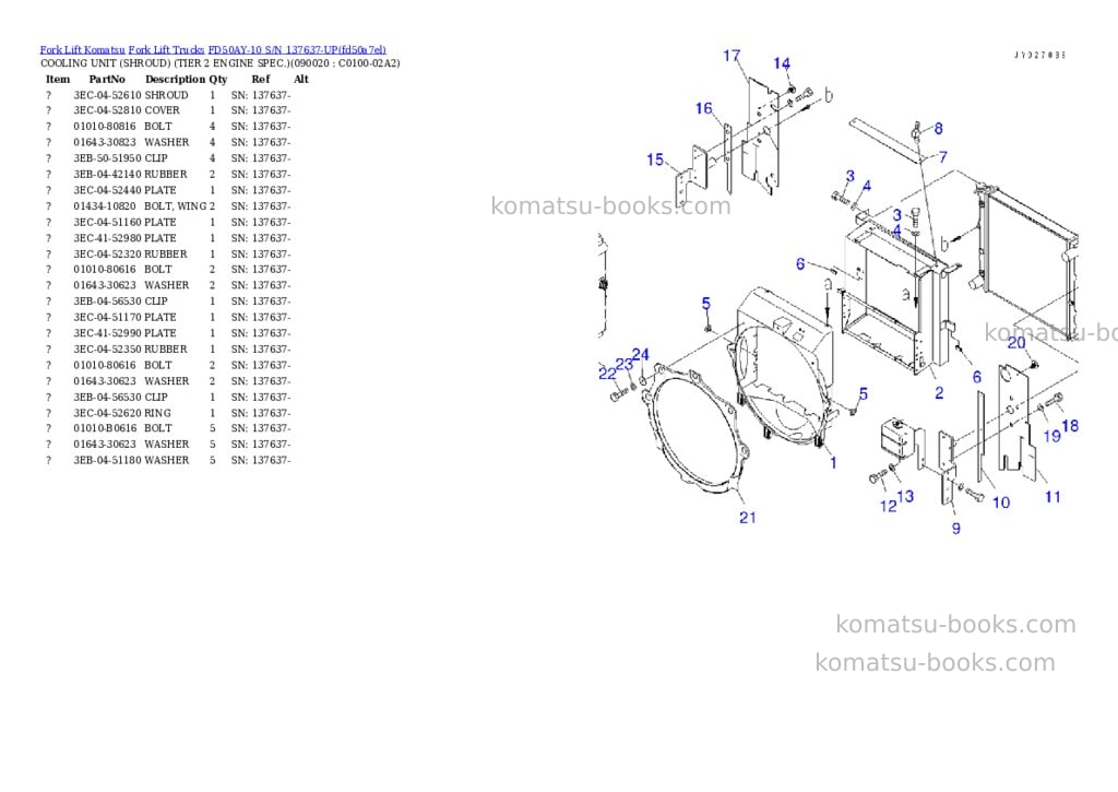Komatsu FD50AY-10 S/N 137637-UP Parts catalog cover Page 9 Komatsu FD50AY-10 S/N 137637-UP Parts catalog cover Page 9