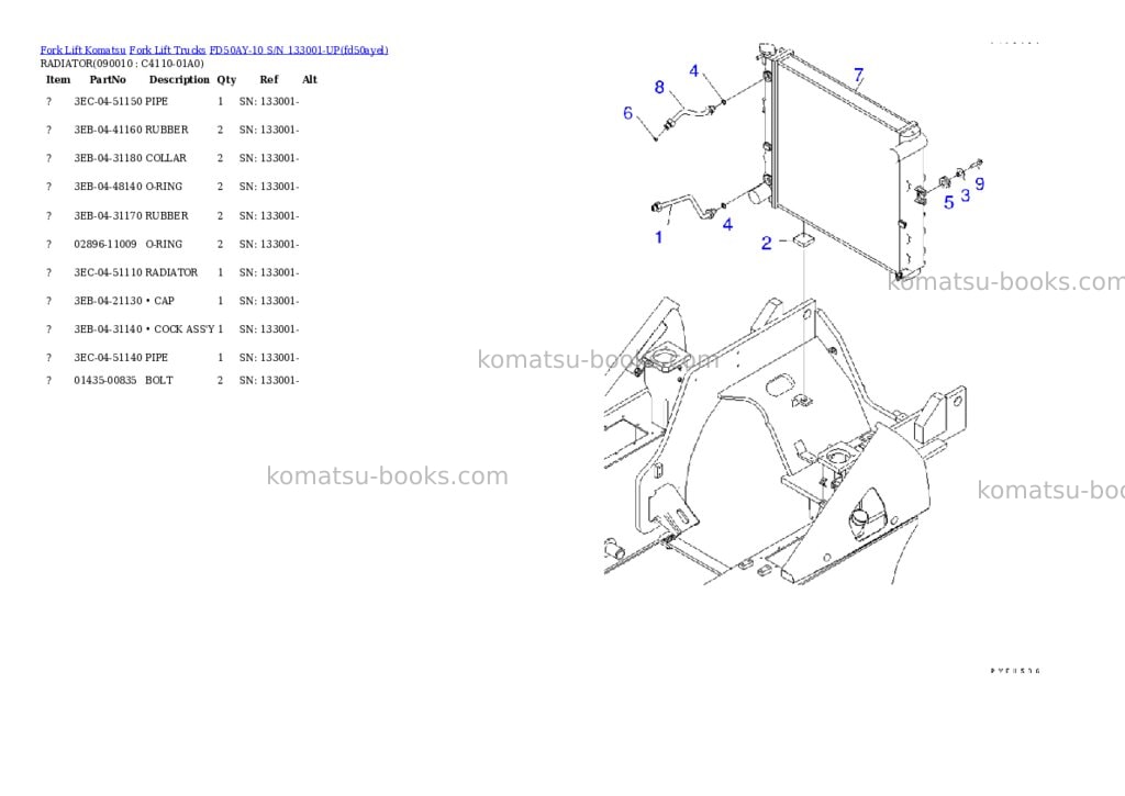 Komatsu fd50ay-10 s/n 133001-up Parts catalog cover Page 10 Komatsu fd50ay-10 s/n 133001-up Parts catalog cover Page 10