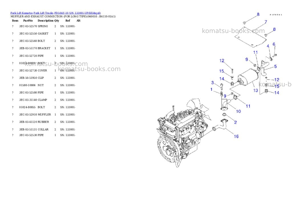Komatsu fd50ay-10 s/n 133001-up Parts catalog cover Page 8 Komatsu fd50ay-10 s/n 133001-up Parts catalog cover Page 8