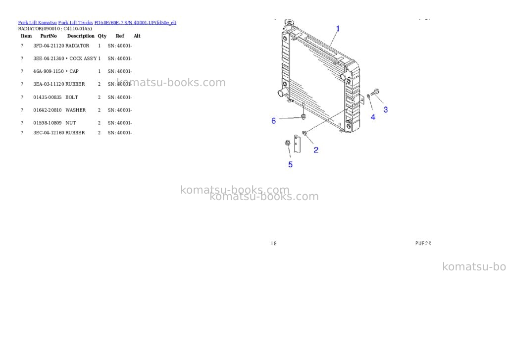 Komatsu fd50e/60e-7 s/n 40001-up Parts catalog cover Page 5
