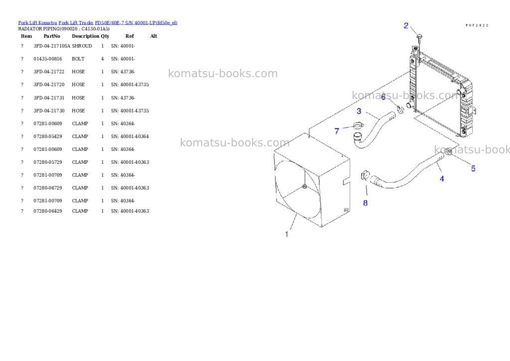 Komatsu fd50e/60e-7 s/n 40001-up Parts catalog cover Page 6