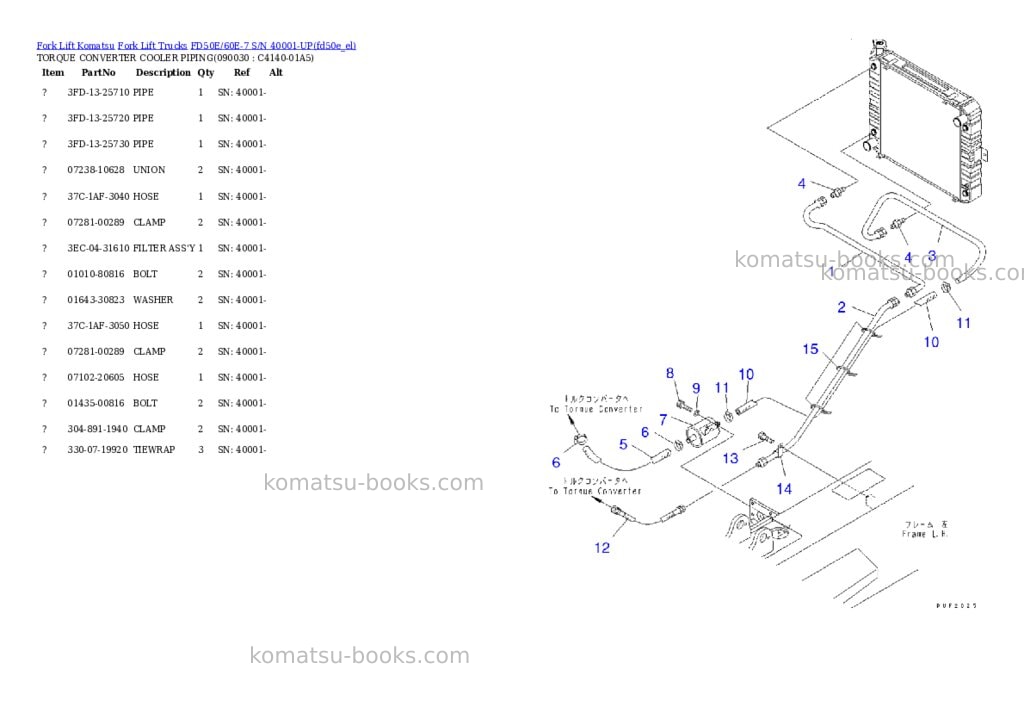 Komatsu fd50e/60e-7 s/n 40001-up Parts catalog cover Page 7