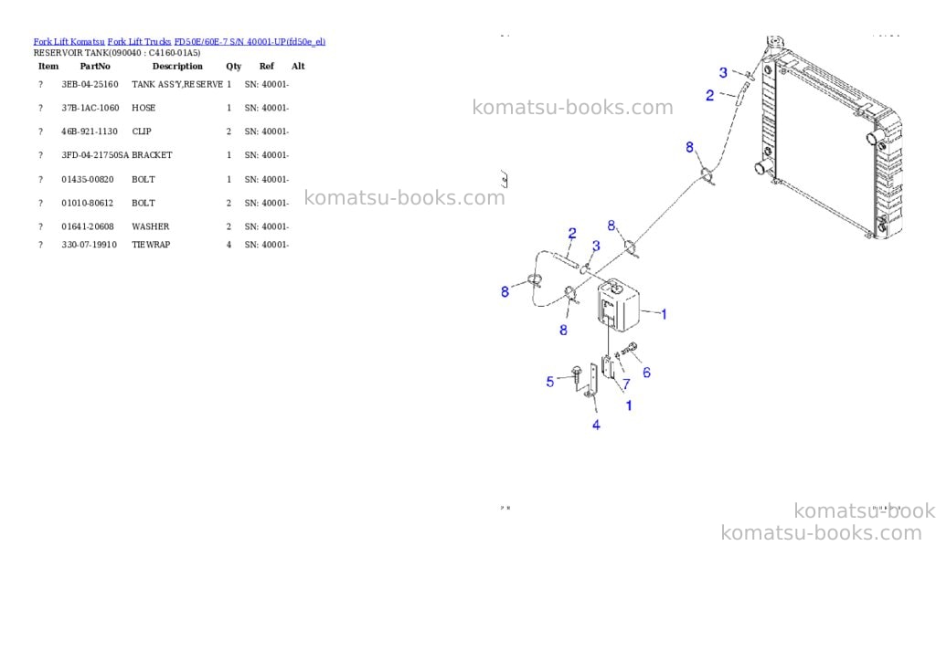 Komatsu fd50e/60e-7 s/n 40001-up Parts catalog cover Page 8