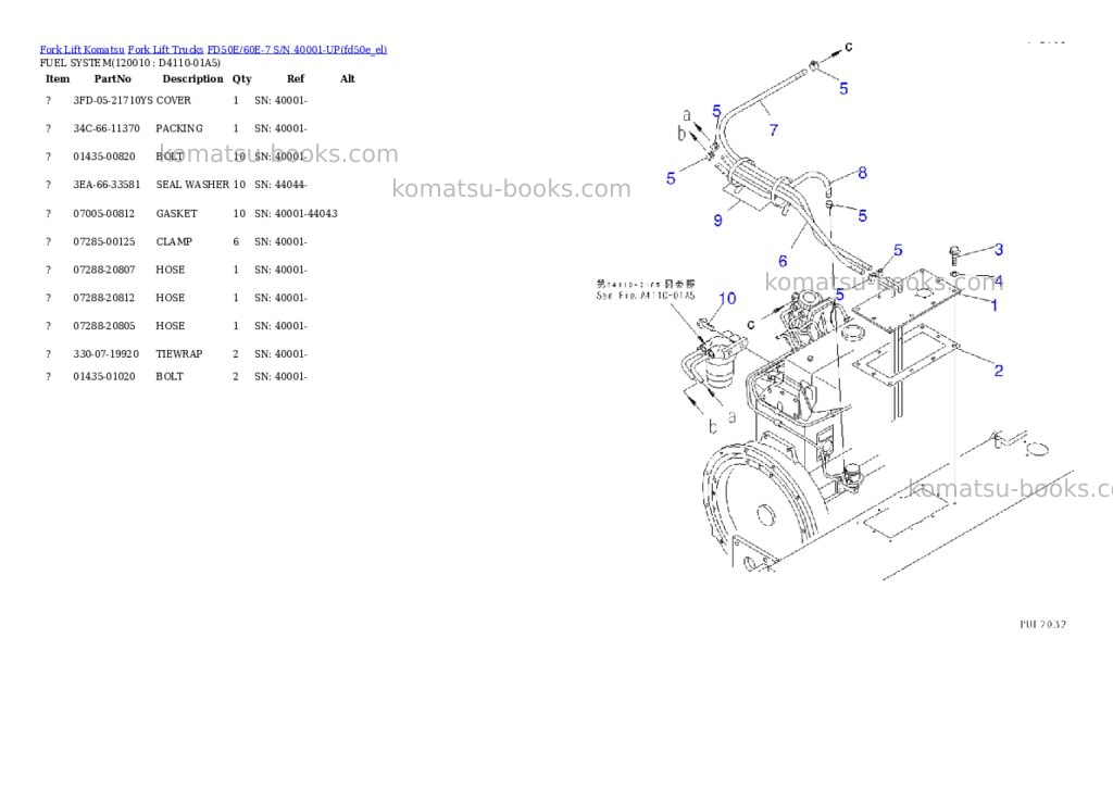 Komatsu fd50e/60e-7 s/n 40001-up Parts catalog cover Page 9