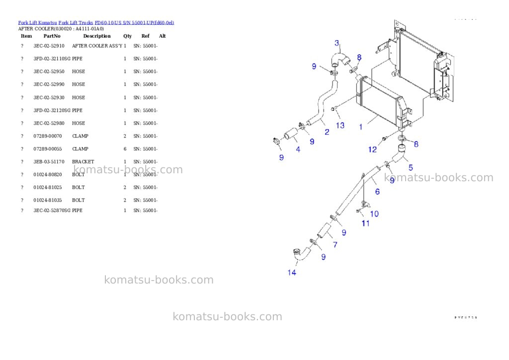 Komatsu fd60-10-us s/n 55001-up Parts catalog cover Komatsu fd60-10-us s/n 55001-up Parts catalog cover