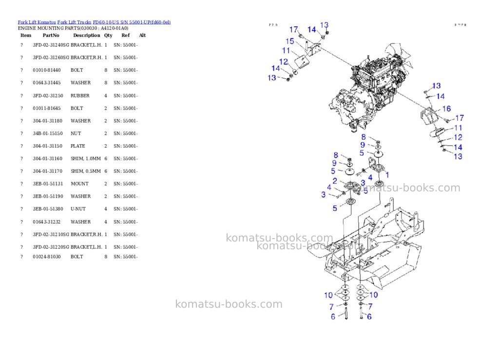 Komatsu fd60-10-us s/n 55001-up Parts catalog cover Page 2 Komatsu fd60-10-us s/n 55001-up Parts catalog cover Page 2