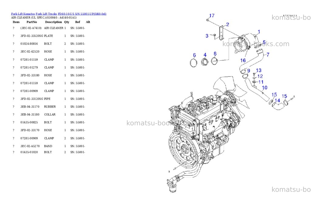 Komatsu fd60-10-us s/n 55001-up Parts catalog cover Page 3 Komatsu fd60-10-us s/n 55001-up Parts catalog cover Page 3