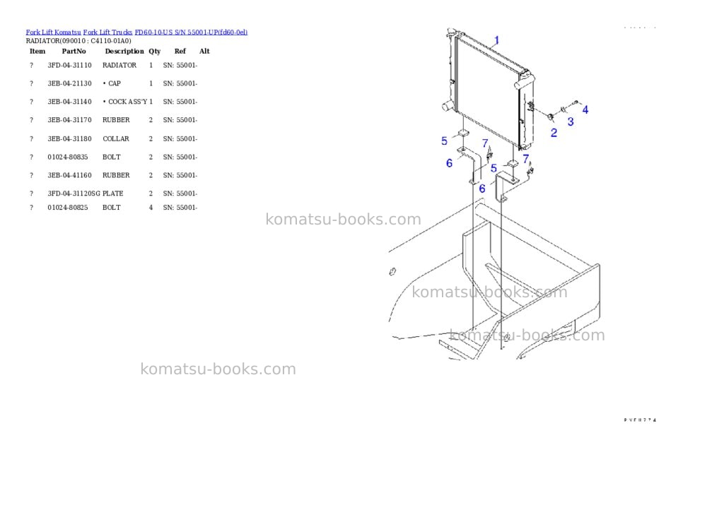 Komatsu fd60-10-us s/n 55001-up Parts catalog cover Page 8 Komatsu fd60-10-us s/n 55001-up Parts catalog cover Page 8