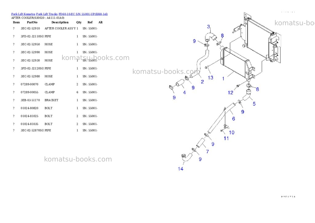 Komatsu fd60-10-ec s/n 55001-up Parts catalog cover