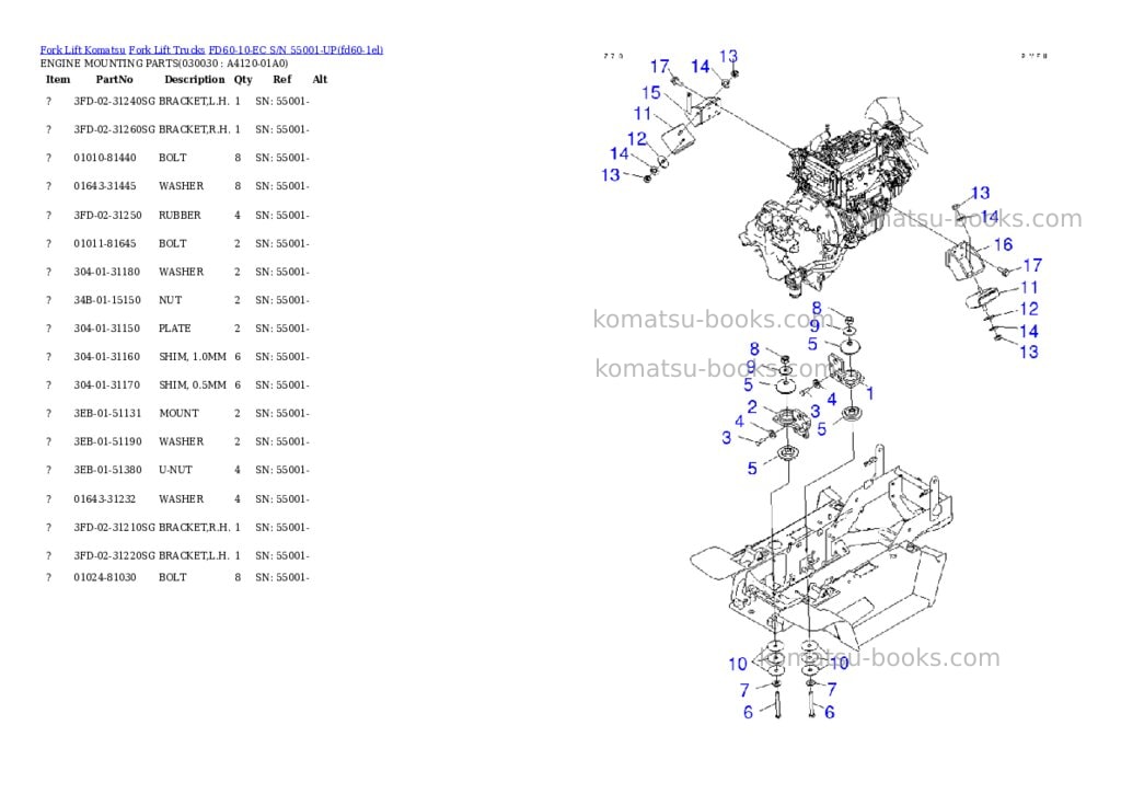Komatsu fd60-10-ec s/n 55001-up Parts catalog cover Page 2
