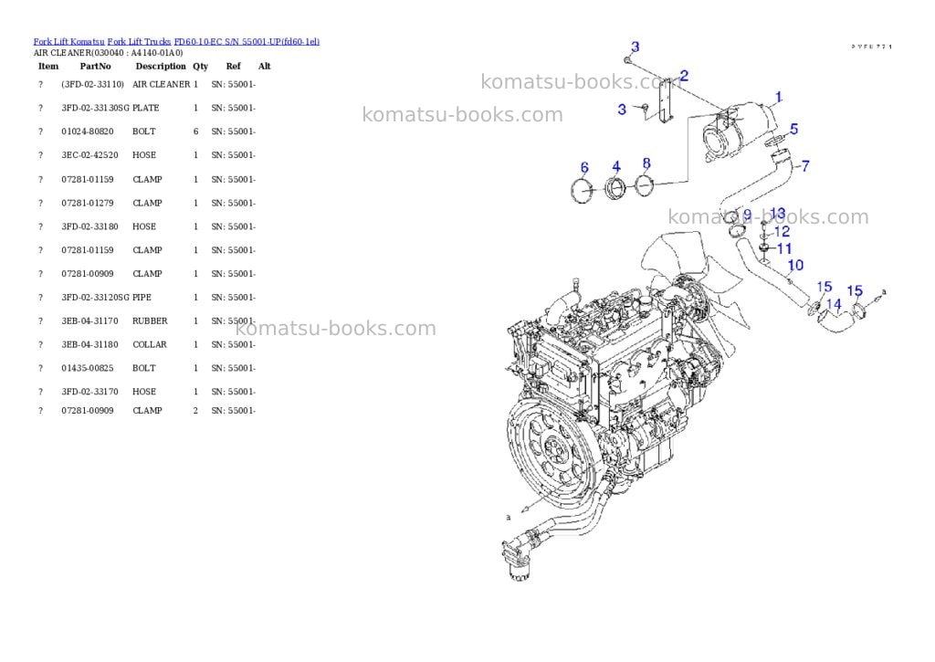 Komatsu fd60-10-ec s/n 55001-up Parts catalog cover Page 3