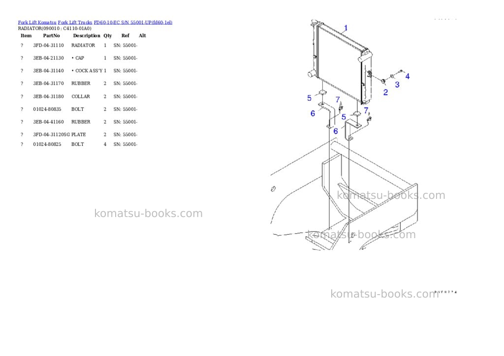 Komatsu fd60-10-ec s/n 55001-up Parts catalog cover Page 8
