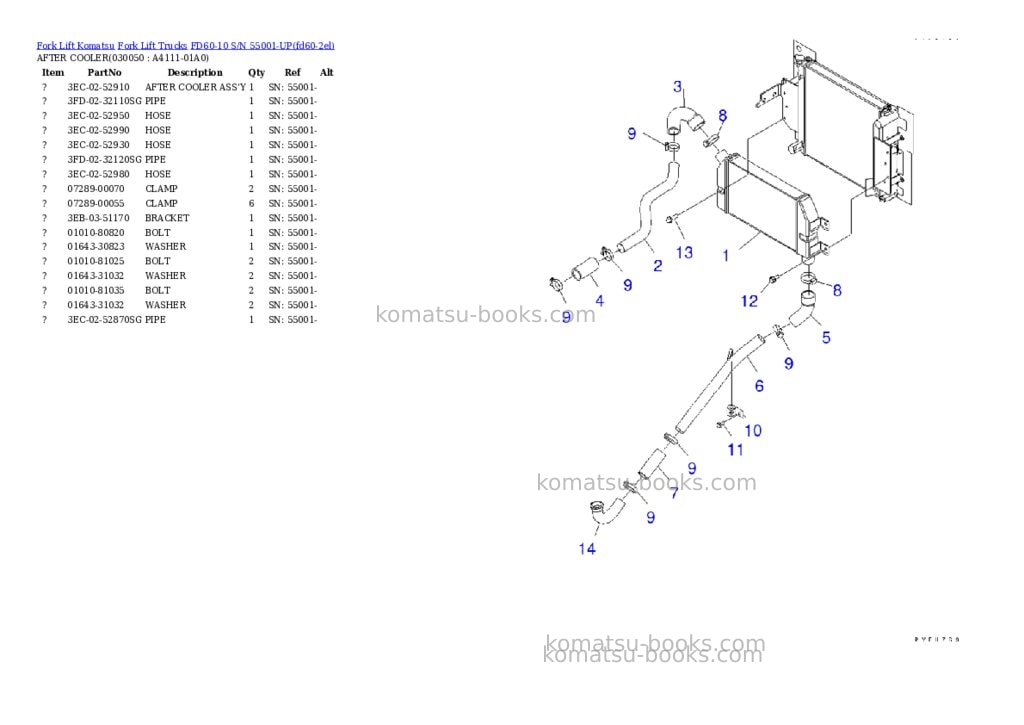 Komatsu FD60-10 S/N 55001-UP Parts catalog cover Page 4 Komatsu FD60-10 S/N 55001-UP Parts catalog cover Page 4