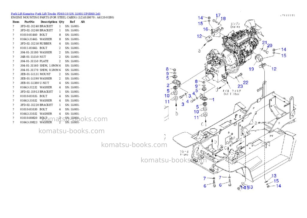 Komatsu FD60-10 S/N 55001-UP Parts catalog cover Page 6 Komatsu FD60-10 S/N 55001-UP Parts catalog cover Page 6