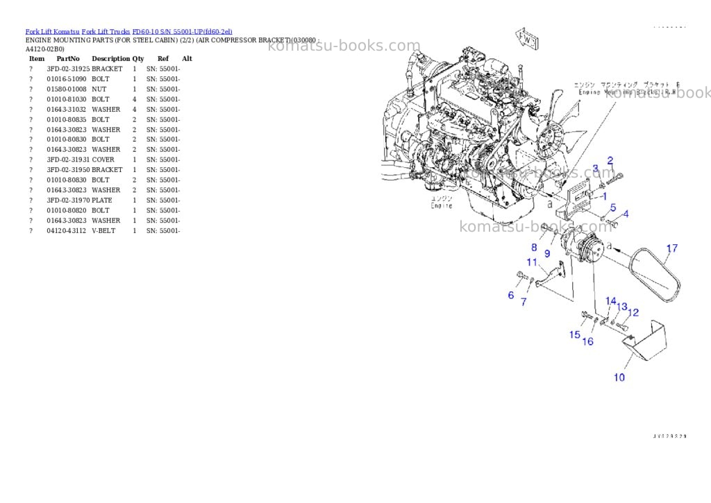 Komatsu FD60-10 S/N 55001-UP Parts catalog cover Page 7 Komatsu FD60-10 S/N 55001-UP Parts catalog cover Page 7