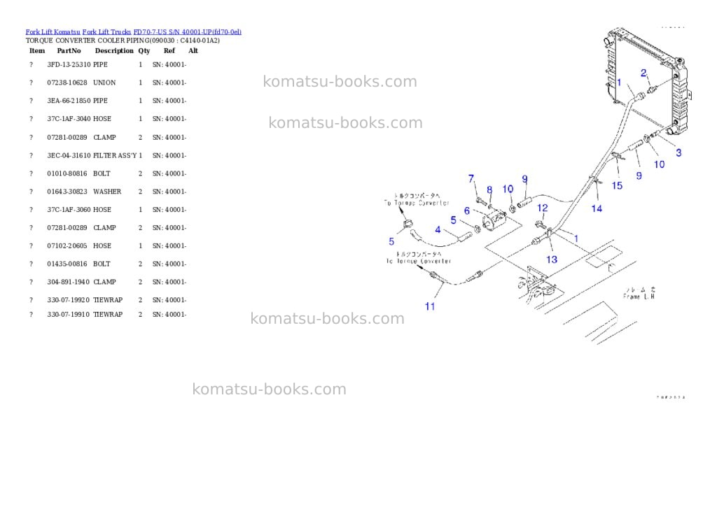 Komatsu fd70-7-us s/n 40001-up Parts catalog cover Page 6 Komatsu fd70-7-us s/n 40001-up Parts catalog cover Page 6