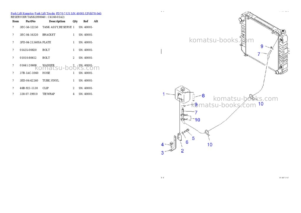 Komatsu fd70-7-us s/n 40001-up Parts catalog cover Page 7 Komatsu fd70-7-us s/n 40001-up Parts catalog cover Page 7