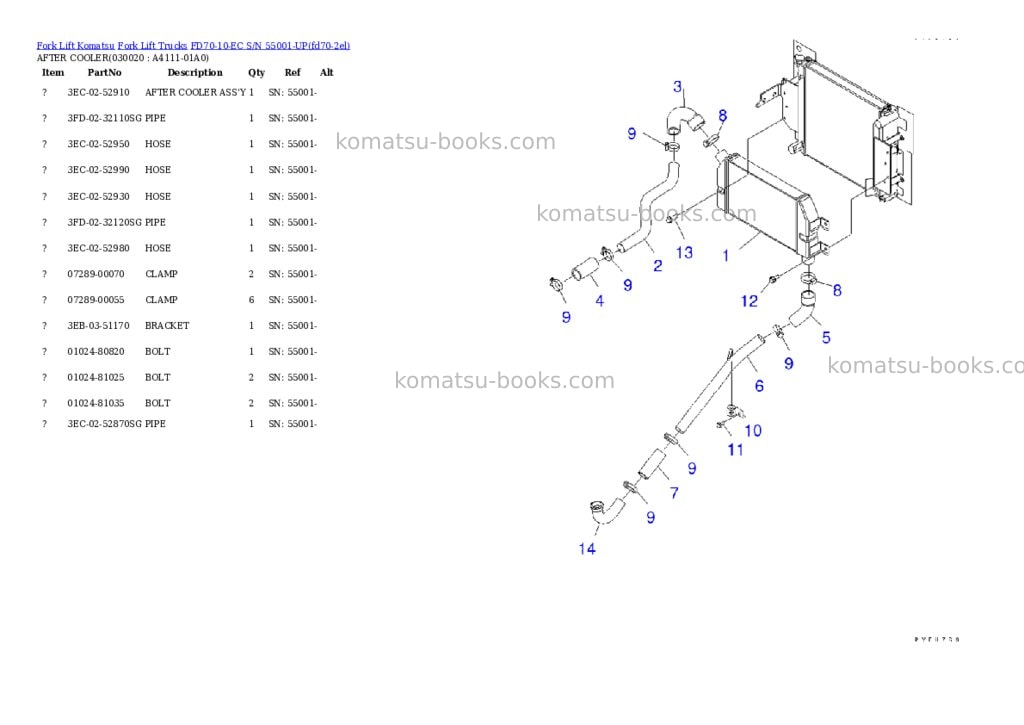 Komatsu fd70-10-ec s/n 55001-up Parts catalog cover