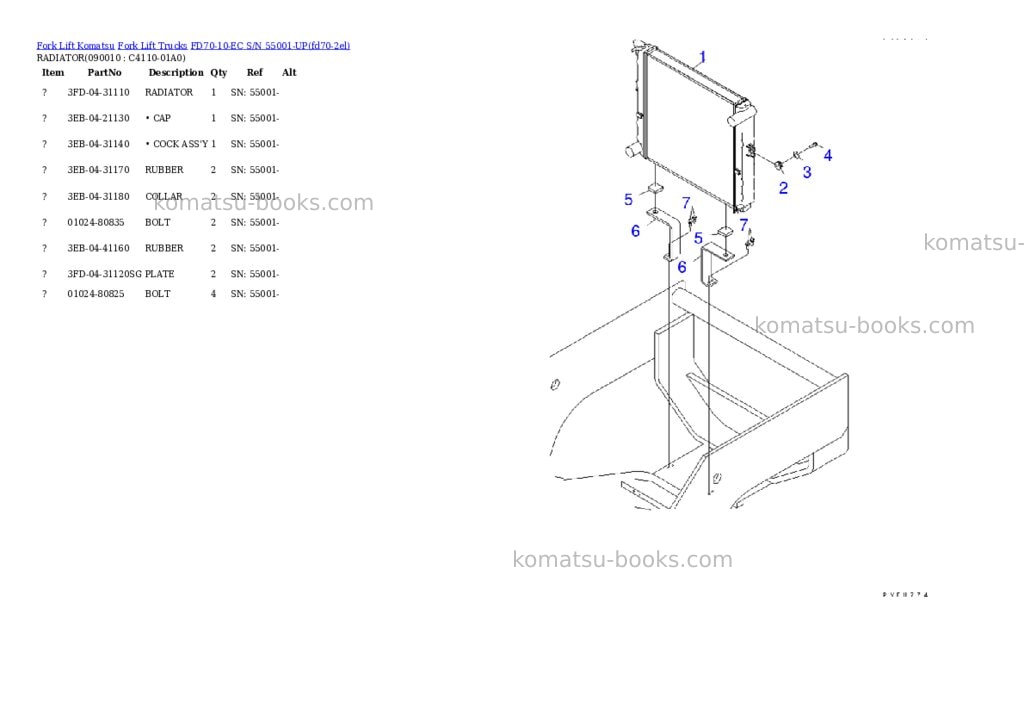Komatsu fd70-10-ec s/n 55001-up Parts catalog cover Page 8