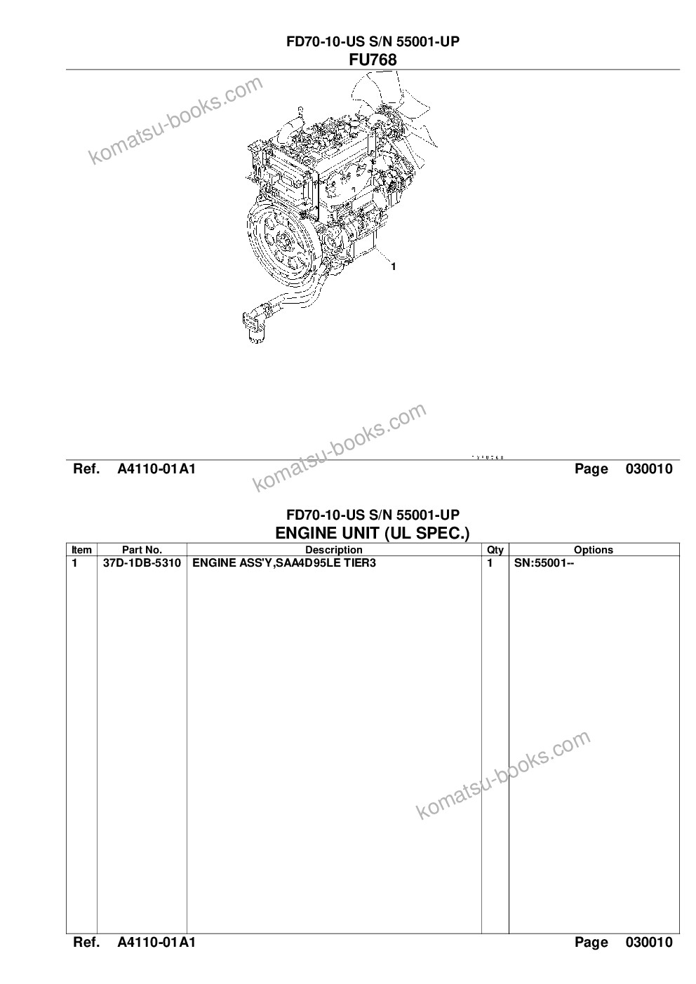 Komatsu fd70-10-us s/n 55001-up Parts catalog cover Page 3 Komatsu fd70-10-us s/n 55001-up Parts catalog cover Page 3