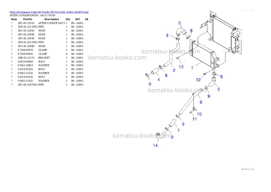 Komatsu FD70-10 S/N 55001-UP Parts catalog cover Page 4 Komatsu FD70-10 S/N 55001-UP Parts catalog cover Page 4