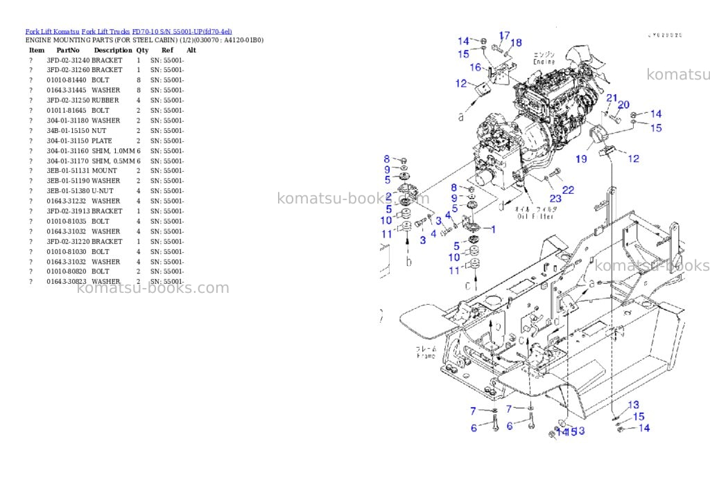 Komatsu FD70-10 S/N 55001-UP Parts catalog cover Page 6 Komatsu FD70-10 S/N 55001-UP Parts catalog cover Page 6