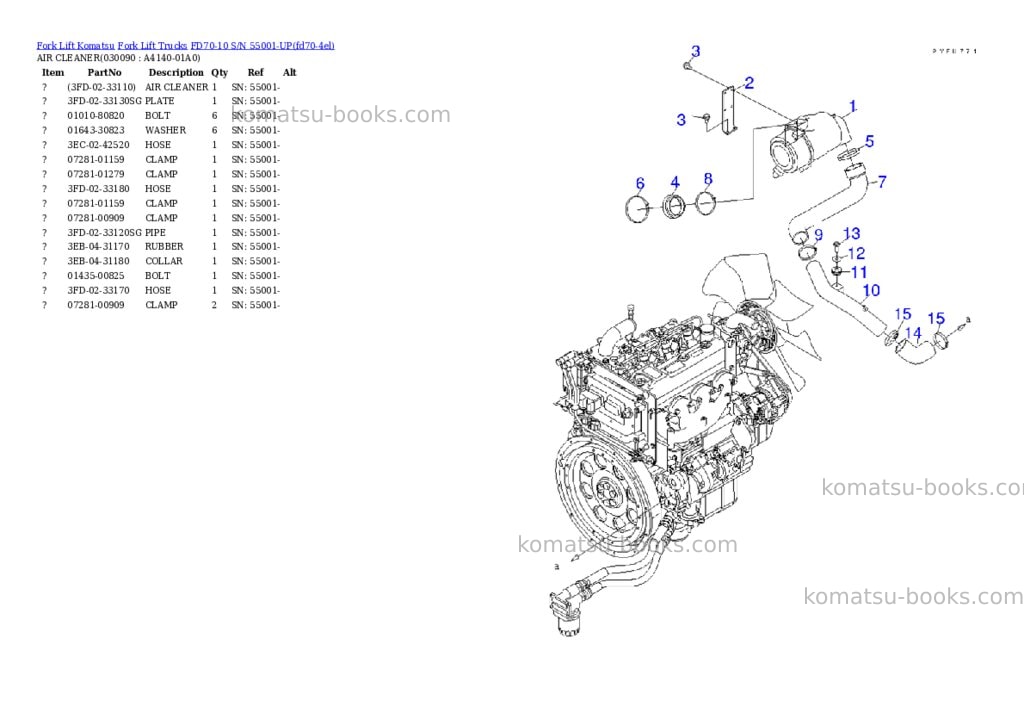 Komatsu FD70-10 S/N 55001-UP Parts catalog cover Page 8 Komatsu FD70-10 S/N 55001-UP Parts catalog cover Page 8