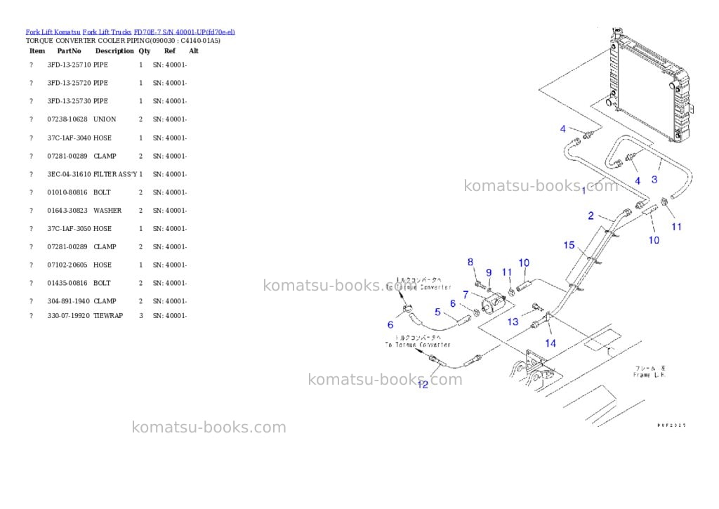 Komatsu fd70e-7 s/n 40001-up Parts catalog cover Page 6 Komatsu fd70e-7 s/n 40001-up Parts catalog cover Page 6