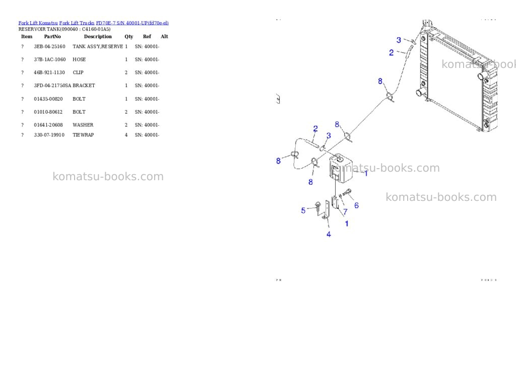 Komatsu fd70e-7 s/n 40001-up Parts catalog cover Page 7 Komatsu fd70e-7 s/n 40001-up Parts catalog cover Page 7