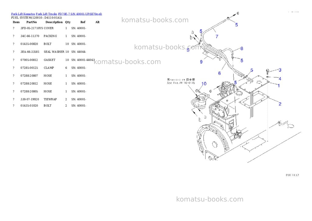 Komatsu fd70e-7 s/n 40001-up Parts catalog cover Page 8 Komatsu fd70e-7 s/n 40001-up Parts catalog cover Page 8