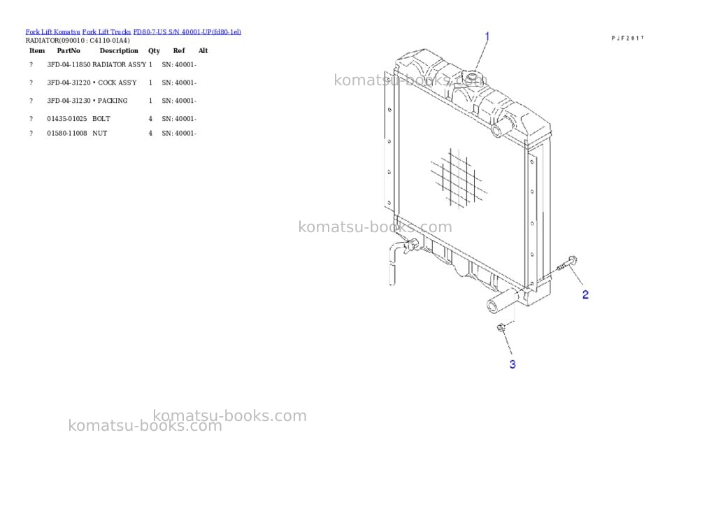 Komatsu fd80-7-us s/n 40001-up Parts catalog cover Page 4
