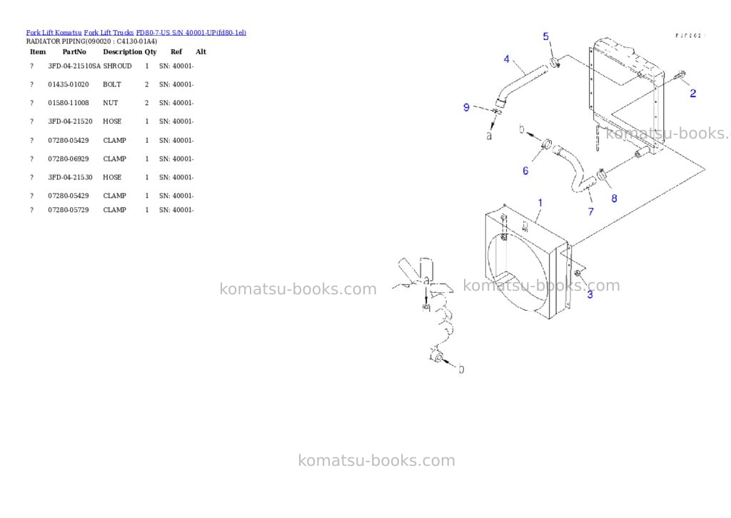 Komatsu fd80-7-us s/n 40001-up Parts catalog cover Page 5