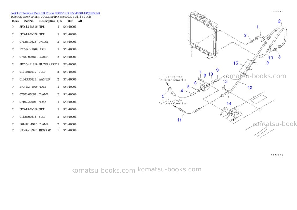 Komatsu fd80-7-us s/n 40001-up Parts catalog cover Page 6
