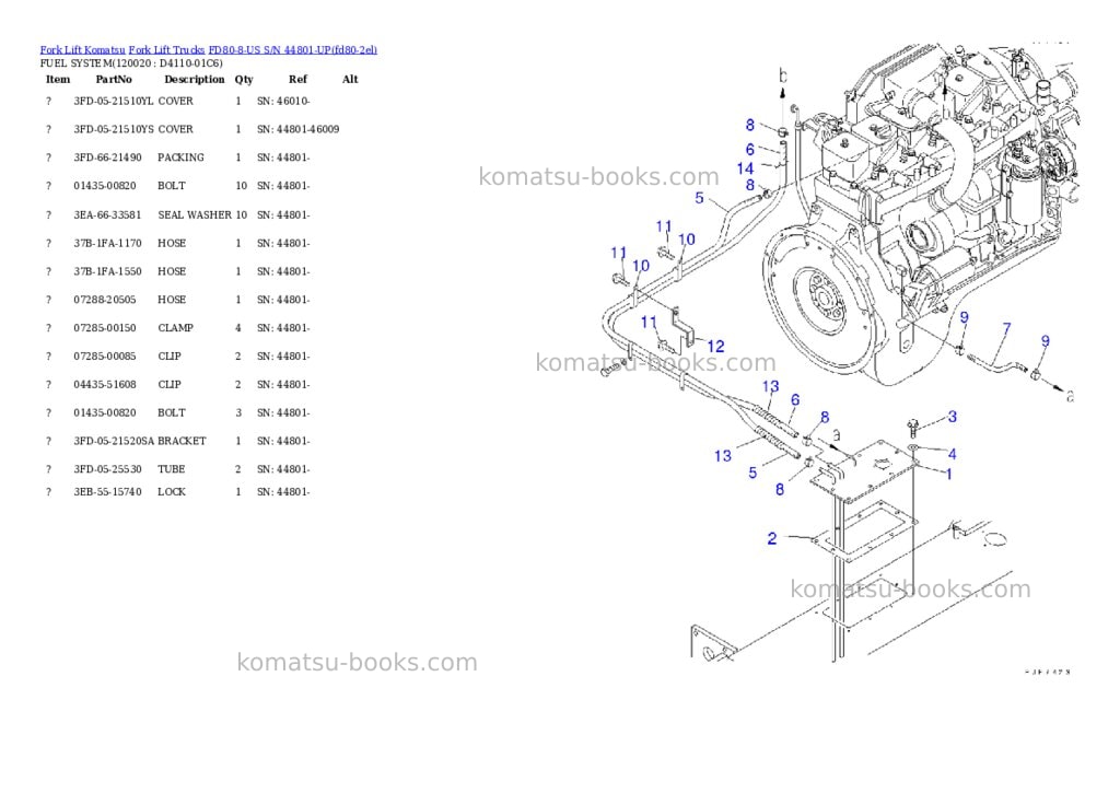 Komatsu fd80-8-us s/n 44801-up Parts catalog cover Page 10