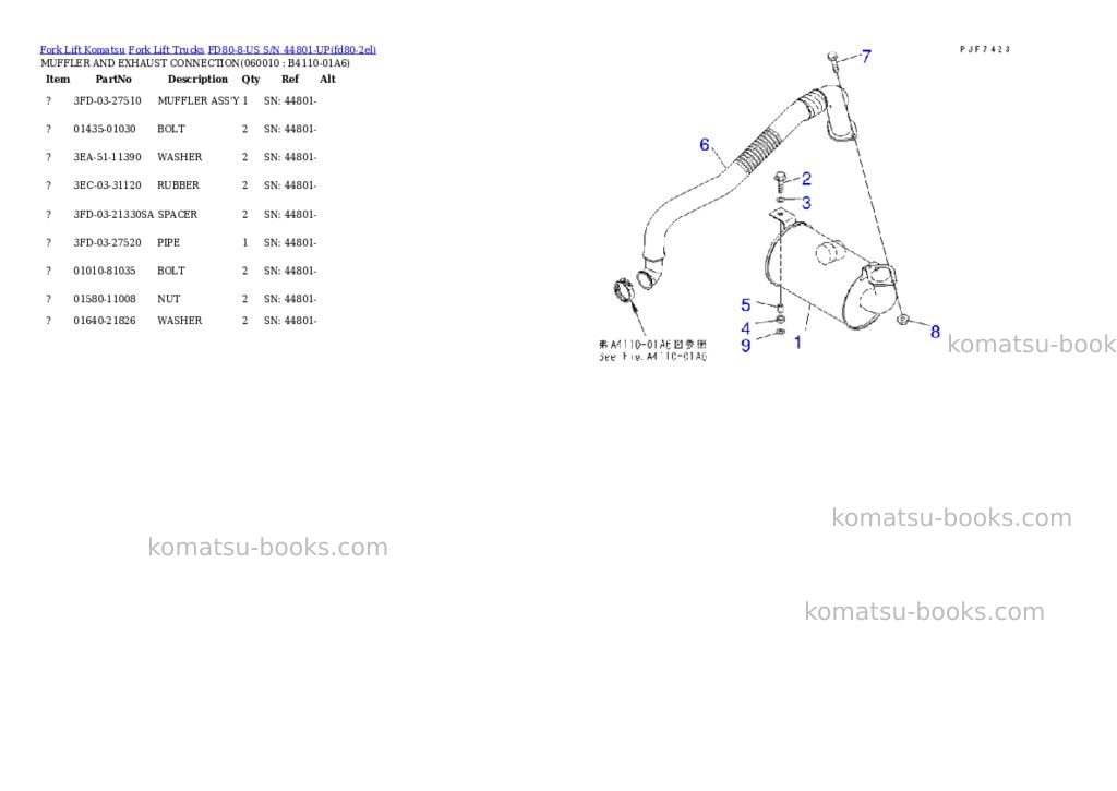 Komatsu fd80-8-us s/n 44801-up Parts catalog cover Page 4