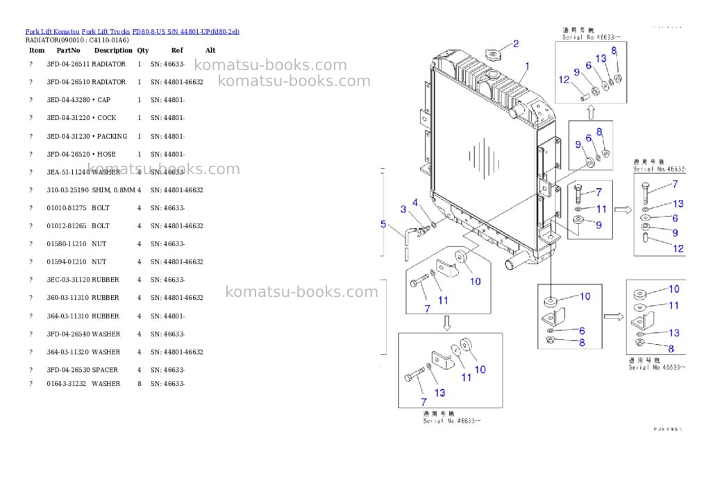 Komatsu fd80-8-us s/n 44801-up Parts catalog cover Page 5
