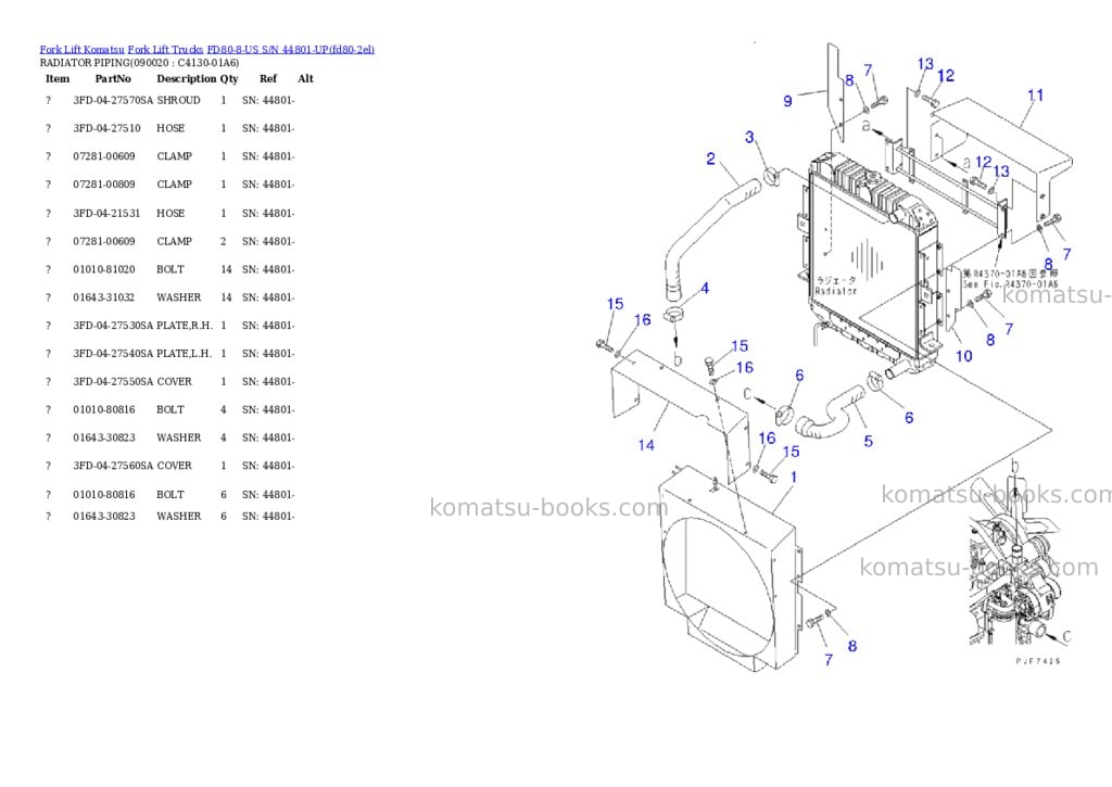 Komatsu fd80-8-us s/n 44801-up Parts catalog cover Page 6